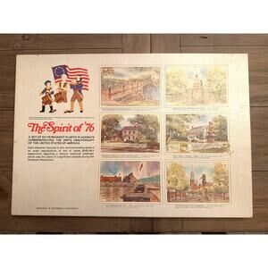 6 Plastic coated PLACEMATS 1776 Bicentennial SPIRIT OF '76 - Rosetta Valone